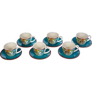 Tognana Set 6 Tazzine Caffè Jungle in New Bone China Multicolore, Adatte per Lavastoviglie e Microonde, Decorate a Mano