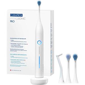 Curaprox Hydrosonic Pro, Bianco, Design Svizzero | Per Denti Sensibili, Impianti E Apparecchi, Set Con 3 Testine E Astuccio Da Viaggio