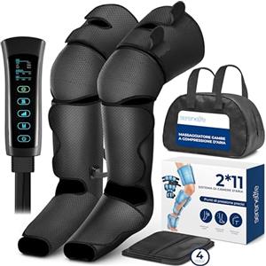 SereneLife Massaggiatore Gambe ad Aria per Ginocchio, Gomito e Spalla, Massaggio con 4 Vibrazioni, 2 Livelli Calore fino 53°C, 4 Cuscini d'Aria, Controller LED, Impacco Freddo