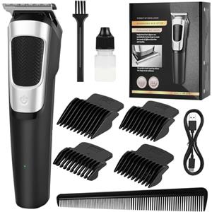 AYBUY Tagliacapelli Uomo, Elettrico Taglio Capelli con 3 Pettine Guida, Regolabarba Elettrico Barba Rasoio Capelli con Potenti Batterie al litio Ricaricabili Incorporate per Capelli e Barba