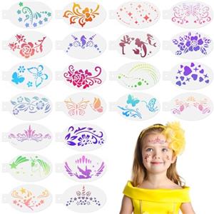 URAQT Stencil per Tatuaggi, 22 Pezzi Ovale Stencil di Pittura del Viso, Tattoo Stencil Temporanei, Modello Riutilizzabile per Il Trucco per Bambini e Adulti, Halloween, Party, Body Art Pittura(D)