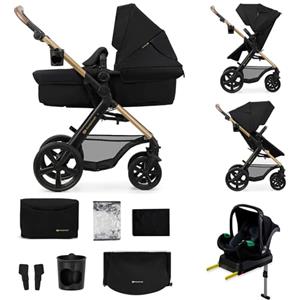 kk Kinderkraft Kinderkraft MOOV 2, passeggino multifunzionale 4 in 1 trio neonato, navicella e passeggino 2 in 1, seggiolino auto MINK PRO i-Size, ruote antiforatura, Nero