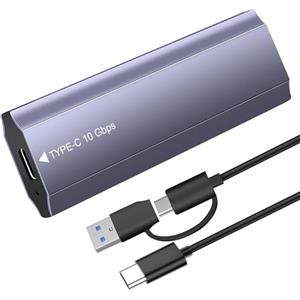 Jewan Case SSD M.2 NVMe SATA,USB C 3.2 Gen 2 10Gbps Adattatore,M2 NVMe Lettore SSD Esterno 4TB per M-Key, M+B Key 2230/2242/2260/2280 con UASP e TRIM,Con Cavo 2-in-1, Installazione Senza Attrezzi