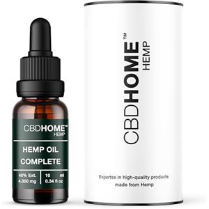 CBD HOME Olio di Semi di Canapa Max 40% - 10 ml - Base di Cocco e Semi di Canapa Biologici - Spremuto a Freddo - Senza Additivi né Solventi - 100% Vegetale - Certificato Biologico UE