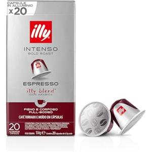 illy, Caffè in Capsule Compatibili in Alluminio INTENSO, 100% Arabica con Note di Cacao e Frutta Secca, Retrogusto Pieno e Corposo, 1 Confezione da 20 Capsule