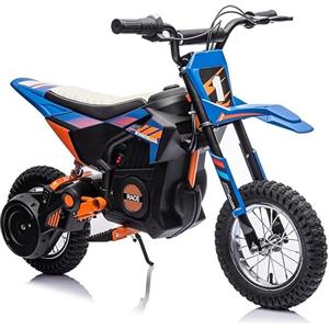 Mondial Toys Moto Elettrica per Bambini 24V Motore 250W Motocicletta Elettrica Ruote Gonfiabili Freno a Disco Sedile in Pelle Velocità fino a 22 km/h Mini Moto Cross Elettrica Portata 63 Kg (Blu)
