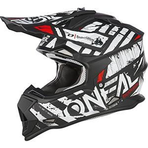 O'NEAL | Casco Motocross | MX Enduro | Standard di sicurezza ECE 22.06, aperture di ventilazione per un raffreddamento ottimale | Casco 2SRS GLITCH V.23 | Adulto | Nero Bianco | Taglia M (57/58 cm)