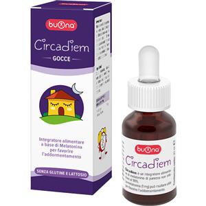 Buona Circadiem - Integratore alimentare di melatonina in gocce 20 ml, pura al 99%, favorisce l'addormentamento