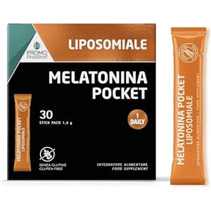 PromoPharma Melatonina Pocket - Integratore Melatonina Liposomiale per favorire il Sonno - Regola il Ciclo Sonno-Veglia - Addormentarsi Velocemente, Notti Tranquille, No Sonnolenza diurna - 30 stick da 1,5 g