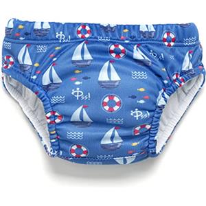 Pss! - Pannolino per Bambini per l'Acqua - Modello Sailboat - Per Bambini da 3 a 8 kg - Taglia L - Unisex - Design Multicolore -Assorbente e Riutilizzabile -Impermeabile e Confortevole - 1 Pièce
