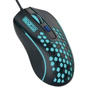 Celly Hive, Mouse con Filo Ergonomico Linea Sparco, Design Alveolare, Click Silenzioso, Luci LED Rainbow, DPI Regolabili, Installazione Facile Plug&Play con Porta USB-A