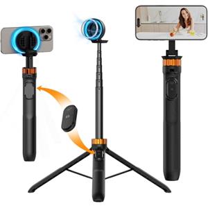 K&F CONCEPT Bastone Selfie Magnetico MS19, Selfie Stick 162cm con Telecomando Bluetooth Staccabile, Mini Treppiede Smartphone, Selfie Stick adatto a iPhone con Anello Magsafe, per 17/16/15/14/13/12