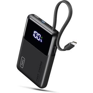 INIU 45W Power Bank, 10000mAh Ricarica Rapida Powerbank con Cavo USB C Integrati, USB C In&Out PD3.0 QC4.0 Caricatore Portatile per iPhone 17 16 15 14 13 Pro Xiaomi Samsung Huawei iPad Pro etc