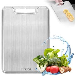 Tapvai Tagliere in titanio, tagliere in acciaio inossidabile 304 su entrambi i lati, senza BPA, taglieri in titanio per cucina, per tagliare carne, pane, verdura, frutta (34 x 23 cm)