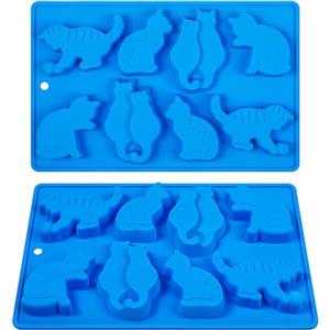 Kamehame Stampo per cubetti di ghiaccio per gatti, in silicone, 2 pezzi, per cubetti di ghiaccio, gelatina, biscotti