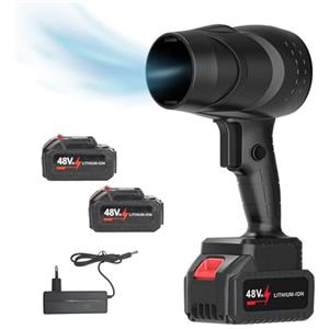 MAGIC SELECT Soffiatore a Getto Turbo. Mini Soffiatore per Foglie, 130000 RPM. Soffiatore Jet Dry. Spolveratore ad Aria senza Fili. 1050 W. Include 2 Batterie da 48 V. Per la Pulizia del Giardino, Neve, Polvere.