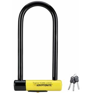 KRYPTONITE Lucchetto a U Kryptonite New York LS Bike, resistente antifurto per bicicletta venduto in oro, 16mm ad arco lungo con chiavi, lucchetto di massima sicurezza per biciclette elettriche e scooter