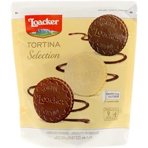 Loacker, Tortina Selection, Tortina di Cioccolato con Crema alla Nocciola e al Cacao e Cialde Wafer, Pratica Confezione Apri e Chiudi, Merenda e Snack, Travel Pack da 9 Biscotti Monoporzione