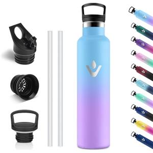Vikastar Borraccia Termica, 1L Senza BPA, Borraccia Termica 1 Litro, a Prova di Perdite, Thermos per Bevande Calde, Acciaio Inox, Bottiglia Termica per Adulto, Palestra, Ciclismo, Blu Cielo & Viola