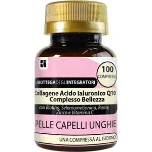 LABOTTEGADEGLIINTEGRATORI Collagene Acido Ialuronico Coenzima Q10 Complesso Bellezza con Biotina Zinco Selenio Metionina Rame Vitamina C | 100 compresse 1 al dì | Pelle Capelli Unghie LABOTTEGADEGLIINTEGRATORI ®