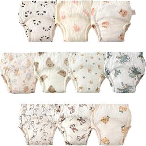 Aolso Cotone Mutandine di Apprendimento per Bambino,6PCS Pantaloni da Vasino,Pannolini Lavabili Riutilizzabile Copripannolino Neonato,Pannolini-A-100