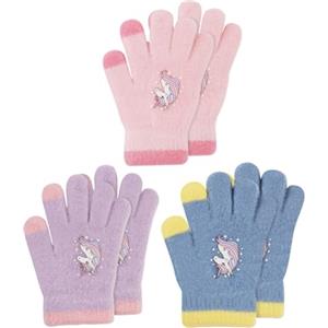 Aolso 3 Paia Guanti in Maglia per Bambini,Guanti Caldi per Bambini, Guanti Elasticizzati Bambini,Guanti Dito Pieno Gloves,Guanti in Maglia Invernali Caldi da per Ragazzi Ragazze da 2-5 anni-Unicorno