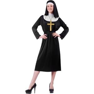 Aomig Nun Costume da Suora Donna, 4PZ Vestito da Suora, Suora Costume per Adulti, Accessori per Costume Suora, Cappello, Cintura, Croce, Sorella Convento, Costumi in Maschera, Halloween, Carnevale XL