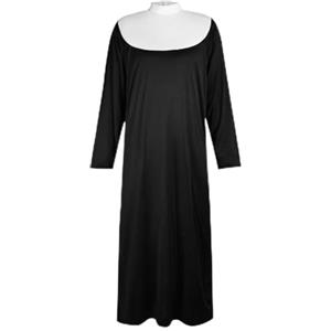 Aomig Adulto Uomo Suora Costume, Suora Costume per Adulti, 4PZ Vestito da Suora per uomo, Cappello, Cintura, Croce, Costume prete, Sorella Convento, Costumi in Maschera, Halloween, Carnevale, XL