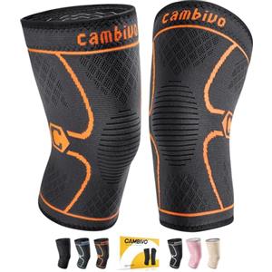 CAMBIVO 2 Pezzi Ginocchiera Ortopedica di Compressione, Tutore Ginocchio Antiscivolo, Ginocchiere Palestra Elastica per Legamenti, Menisco, Sport, Corsa, Gym