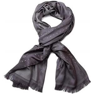 styleBREAKER Sciarpa lunga unisex morbida con frange e sottile motivo a quadri, fantasia geometrica 01018051, colore:Grigio
