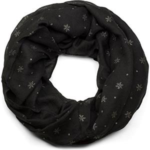 styleBREAKER Sciarpa da donna con stampa fiocco di neve glitterato, morbida sciarpa tubolare unicolore, scialle 01017064, colore:Nero
