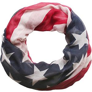 styleBREAKER Tubolare a spirale per donna con stelle e strisce, bandana con bandiera americana, scaldacollo vintage statunitense, accessorio di moda con design retrò, Variante:Loop/Sciarpa