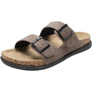 JOMIX Ciabatte Uomo Estive Moda Sandali Due Fasce Regolabili con Fibbia Plantare in Sughero Sintetico Pantofole Mare Piscina Casa Casual MCX260218, Khaki, 43 EU