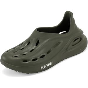 JOMIX Zoccoli Uomo Sabot Estivi Traspiranti per Mare Spiaggia Giardino Ciabatte Lavoro Leggere in Eva Antiscivolo MEG250671, Verde Militare, 45 EU
