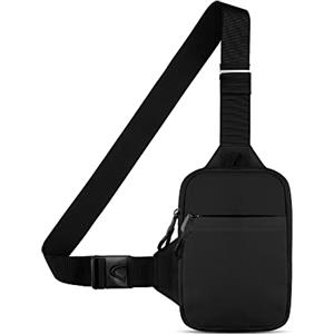 Simptech Zaino Monospalla Sling Bag, Borsa a Spalla Borsello Tracolla Marsupio Uomo Donna per corsa, allenamento, escursioni, ciclismo e viaggi. (Nuovo Nero)