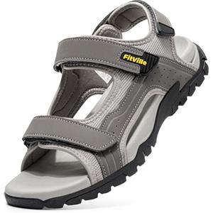 FitVille Sandali Sportivi Uomo Larghi Sandali Outdoor con Chiusura a Strappo Antiscivolo Leggeri Scarpe da Trekking Traspiranti per L'Estate Nero 42.5 EU Larga