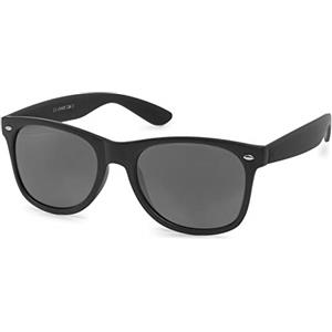 styleBREAKER Occhiali da sole unisex nerd con lenti specchiate o colorate, design retro classico 09020039, Montatura Nero lucido/Vetro Grigio scuro