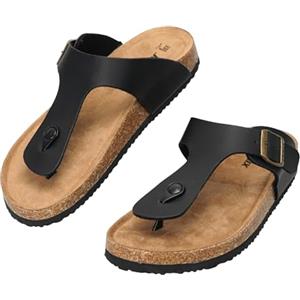 JOMIX Infradito Uomo Estivi Sandali con Fibbia Regolabili Pantofole Suola in Sughero Ciabatte Comodi Antiscivolo Leggeri per Casa Spiaggia (MCI260231, Nero, 40 EU)