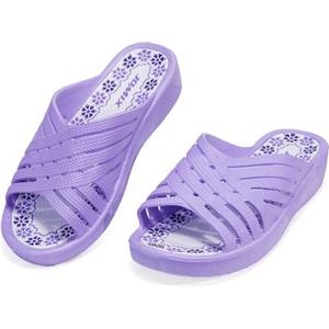 JOMIX Ciabatte Donna con Zeppa Sandali Estivi in EVA Leggeri con Fasce Incrociate Pantofole Antiscivolo per Mare, Piscina, Casa e Tempo Libero, WES260220, Viola, 36 EU