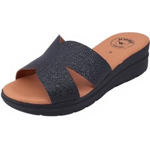 JOMIX Ciabatte Donna Estive Moda Zeppa Comoda Mare Casa Sandali Sabot Fascia Incrociata Effetto Lucido Leggere Eleganti Tempo Libero ITD2206, Nero, 40 EU