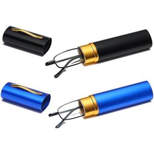 ZXYOO 2 Paia Occhiali da Lettura Anti Luce Blu - Montatura Metallica Leggera,Occhiali da vista unisex compatti con cerniera a molla, Custodia Portatile con Clip per Penna +3.00