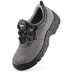 JOMIX Scarpe Antinfortunistica Uomo Donna Unisex S1P SRC Scarpe da Lavoro Cantiere Magazzino Antiscivolo GU0468 (Grigio Nero, 43)