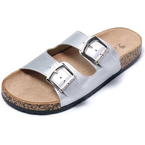JOMIX Sandali Estivi Donna Eleganti Ciabatte Donna Estive Comode Sandali Cuoio Donna Mare Spiaggia SD8041 (Argento,37)