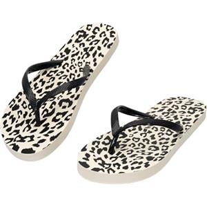 JOMIX Infradito Donna Estive con Stampa Leopardata Ciabatte Piatto Comodo Scarpette Sandali Antiscivolo per Mare e Piscina, WEI260055, Beige, 36 EU