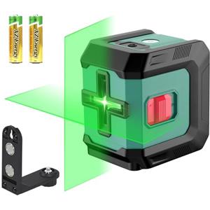HYCHIKA BETTER TOOLS FOR BETTER LIFE HYCHIKA Livella Laser Autolivellante Verde - Livello Laser a Croce con 3 Livelli di Luminosità, Supporto Magnetico, 2 Batterie AA per Uso Interno ed Esterno