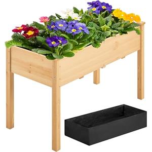 Yaheetech Fioriera/Aiuola Rialzata per Verdure Frutta Erbe Piante, Lettino Orto Rialzato in Legno da Giardino Esterno Balcone 120,5 x 59 x 76 cm