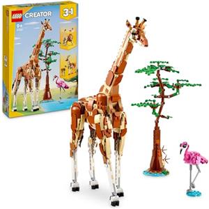 LEGO Creator 3in1 Wild Safari Animals, Giraffe Toy to Gazelle Figures to Lion Model, Set for Kids, Girls & Boys Aged 9 Plus, Includes Flamingo and Butterfly, Nature Gifts for Imaginative Play 31150