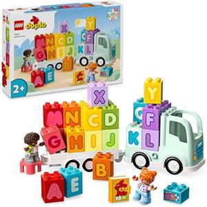 LEGO DUPLO Town Il Camioncino dell'Alfabeto con Rimorchio - Giocattolo per Bambini e Bambine da 2 Anni in su - Giochi Montessori Educativi con Mattoncini Colorati dell'Alfabeto e 2 Figure - 10421