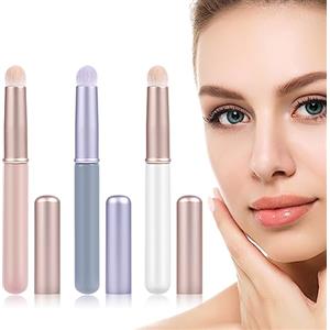 AOOWU Pennello Labbra, 3 Pcs Set di Pennelli per Labbra Pennello Ombretto Occhi con Setole Arrotondate, Pennelli Ombretto e Correttore Pennelli Trucco Professionale per Trucco Facciale, Morbida Fibra