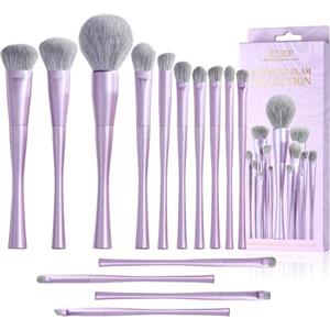 Jessup Pennelli Makeup Up Set pennelli trucco 14 pz professionali Pennelli trucco vegani, Pennello fondotinta ombretto correttore contorno cipria fard sfumatura eyeliner viola di lusso T512